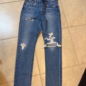 Distressed Blue Jeans